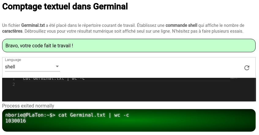 Comptage textuel dans Germinal