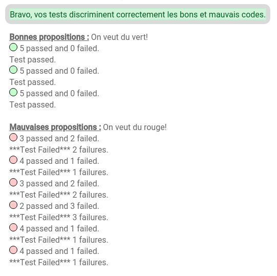 5 tests ont permis de séparer les bons des mauvais codes